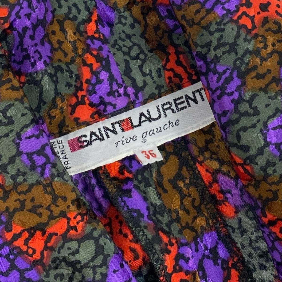 Saint Laurent Vintage Rive Gauche Yves Ribe Bowtie Dress Long All Over Pattern — view 9
