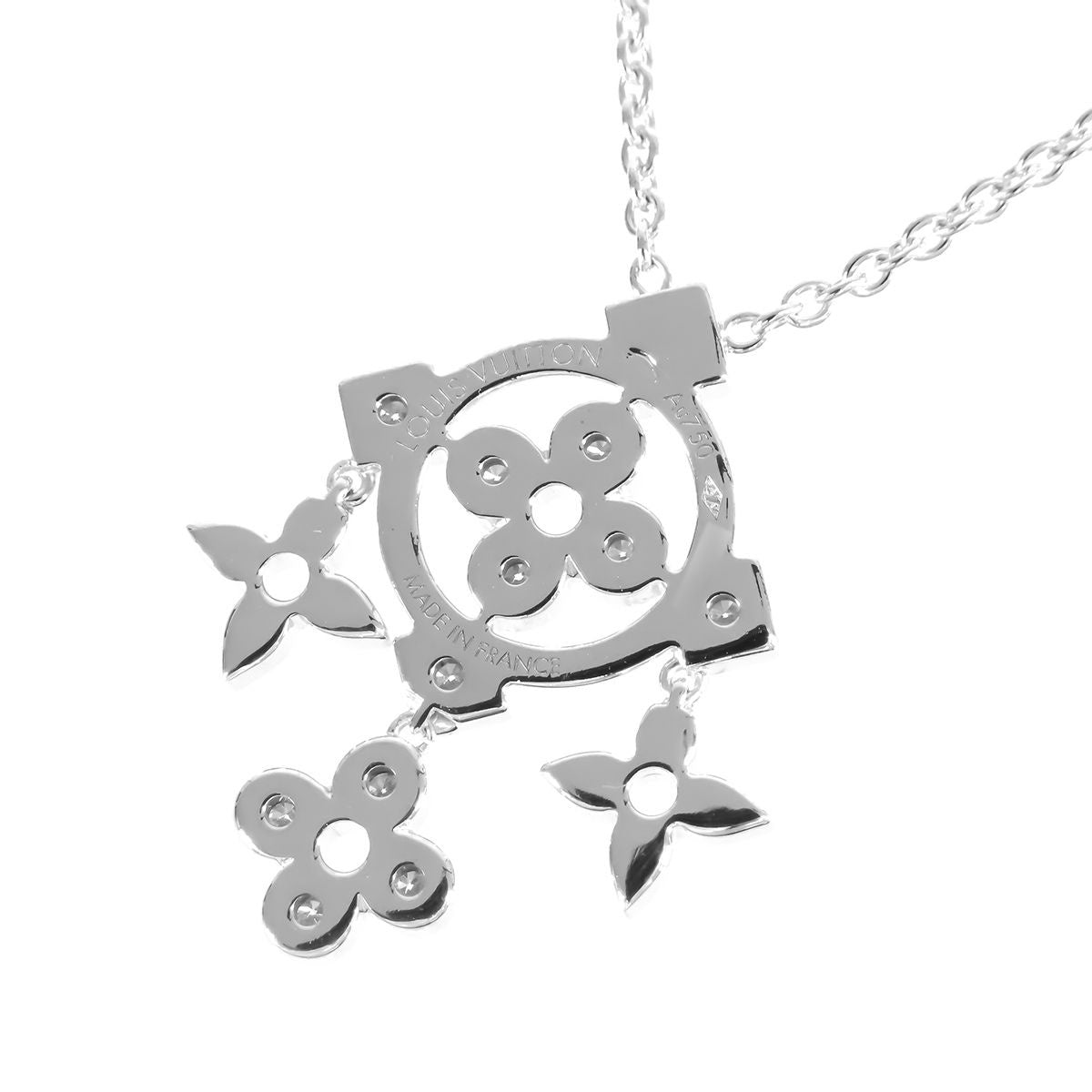 Louis Vuitton Pendentif Monogram White Gold 18K Diamond Necklace — view 2