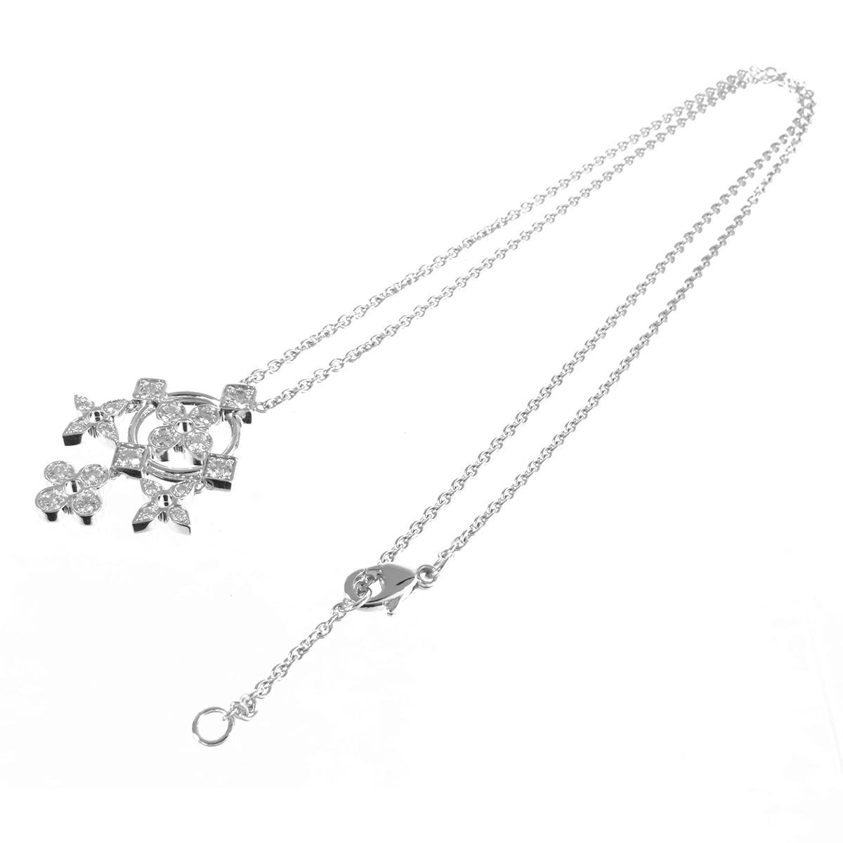 Louis Vuitton Pendentif Monogram White Gold 18K Diamond Necklace — view 4