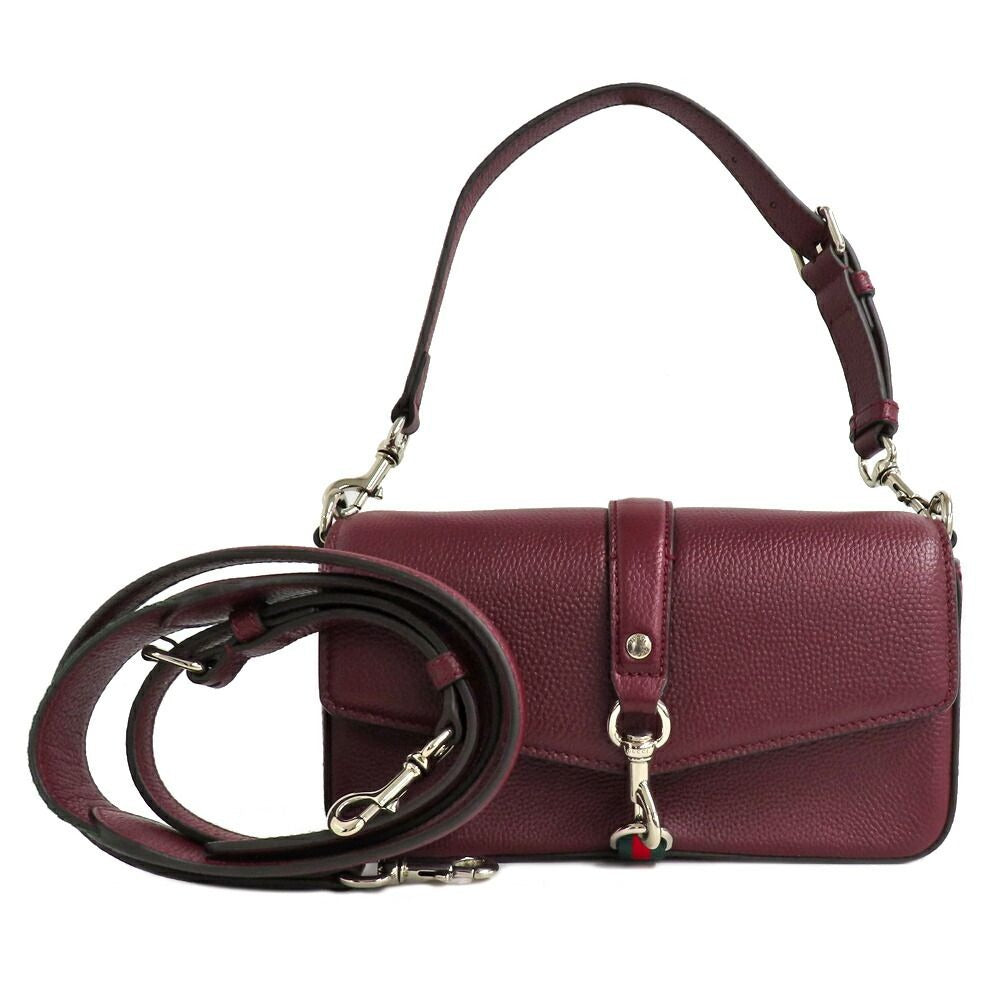 Gucci Shoulder Bag 2-Way Grain Leather Ancora Red