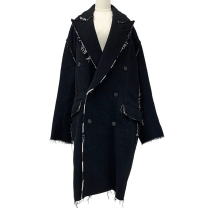 Balenciaga Outerwear Black White Coat Raw Edge Oversize Check