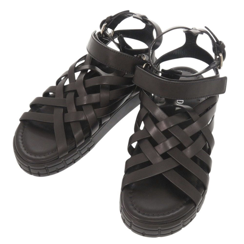 Prada 37 Leather Black Sandals Mesh