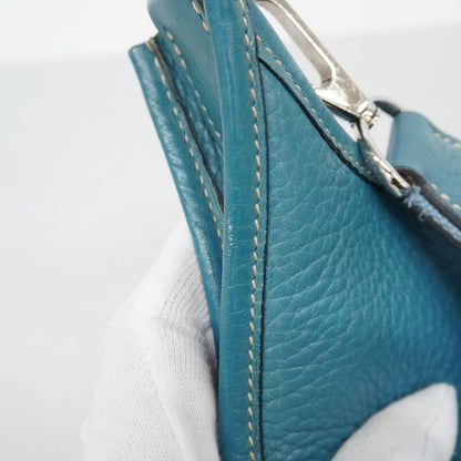 Hermes Shoulder Bag Evelyn 2PM Taurillon Cles Mance Blue Jean Silver Hardware