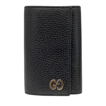 Gucci Double G 6-Ring Key Case Ring Leather Black