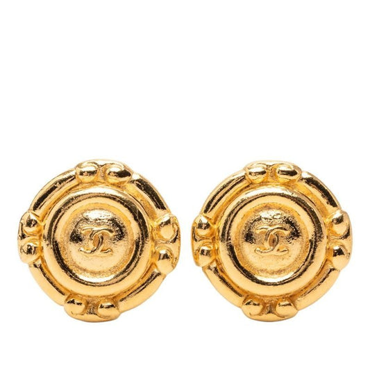 Chanel CC Logo Earrings Gold Plated