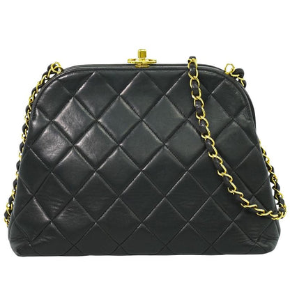 Authentic Chanel Coco Mark Matelasse Chain Shoulder Bag Pochette Lambskin