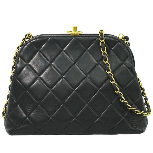 Authentic Chanel Coco Mark Matelasse Chain Shoulder Bag Pochette Lambskin