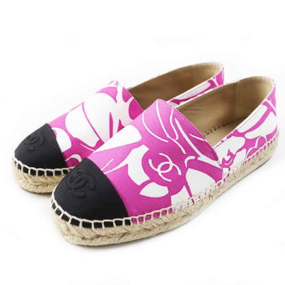 CHANEL G30898 Coco Mark Pattern Espadrilles Canvas Jute Purple 36 With