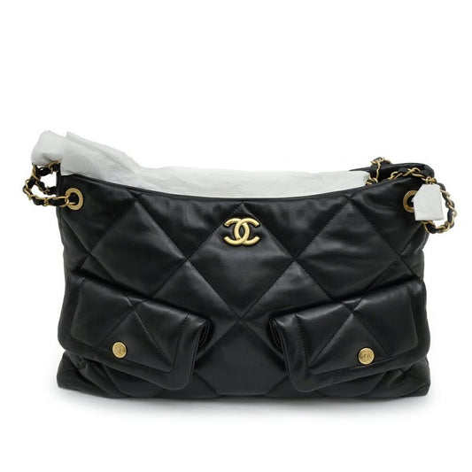 Chanel Shopping Bag As5740 Black Gold Hardware Shiny Lambskin