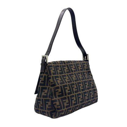 Fendi Zucca Mamma Bucket Leather Canvas Brown Handbag Silver — view 2