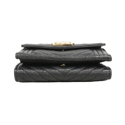 Chanel Trifold Wallet Caviar Leather Black Gold — view 2