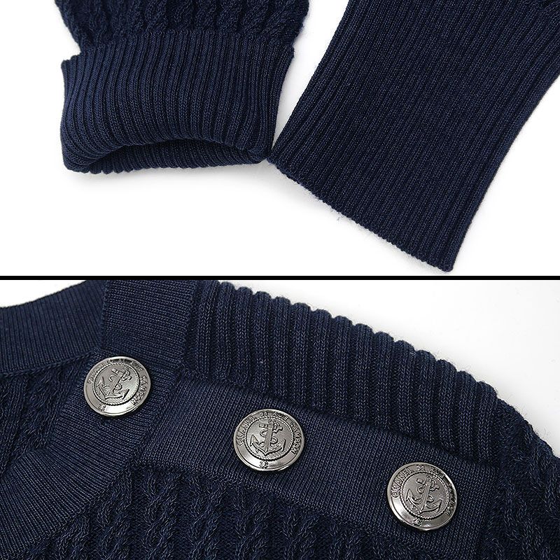 Chanel Knit Dress P59258 38 Cotton Wool Navy