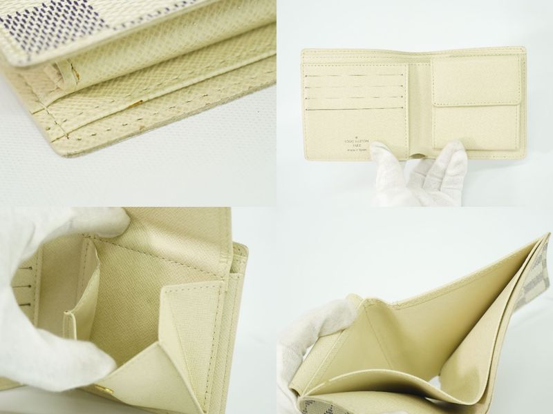 Authentic Louis Vuitton LV Portefeuille Marco Damier Azure Fold Wallet White