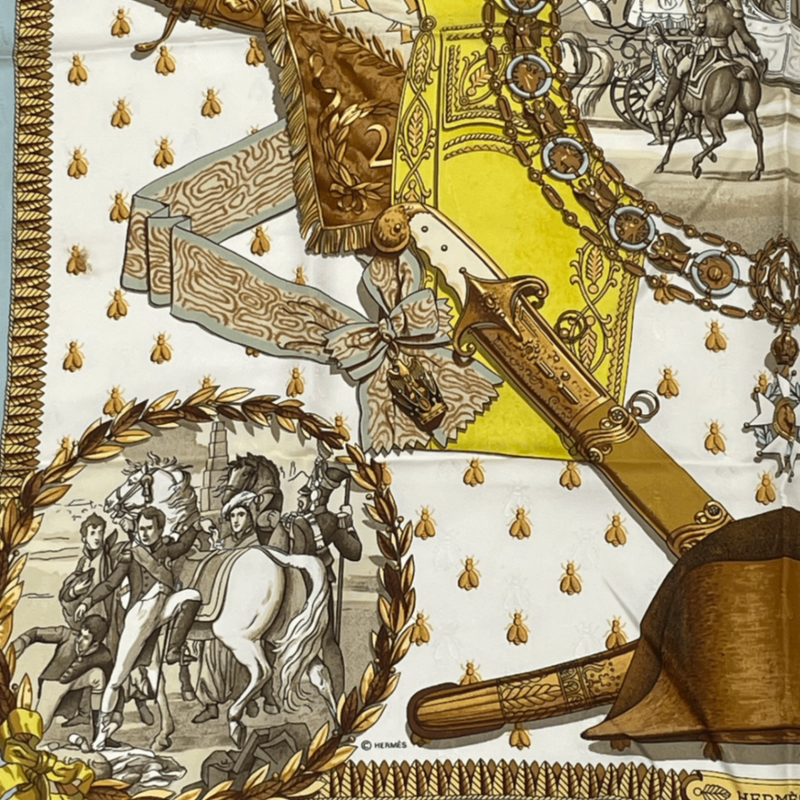 Hermes Carre 90 Napoleon Hermes Napoleon Blue And Multicolor 100% Silk Scarf