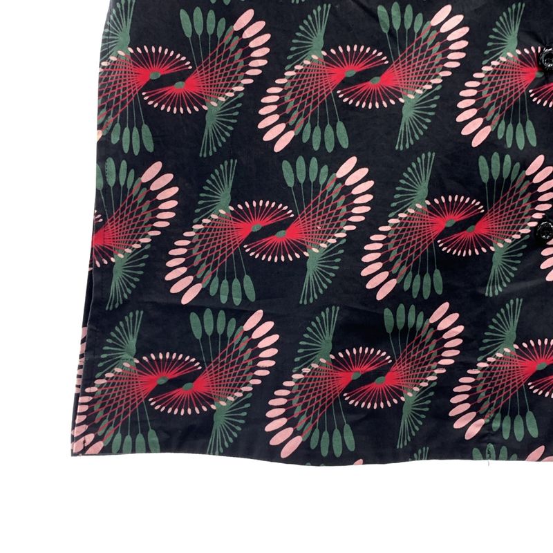 Fendi Cotton Printed Open Collar Shirt - 36 - Black Khaki Pink - Women's