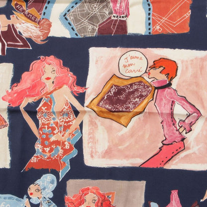 Hermes Carre 70 Paris Monami Fashion Show Silk Scarf Multicolor