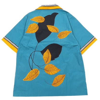 Unused 2021 Prada Open Collar Beau Ring Shirt Short Sleeve Back Print Cut and