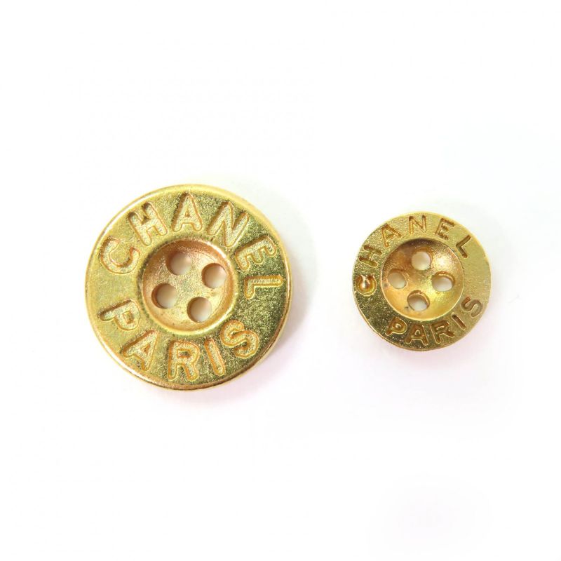 CHANEL Vintage Logo Button Metal Buttons Large And Small Set Of 13 Gold Ladies