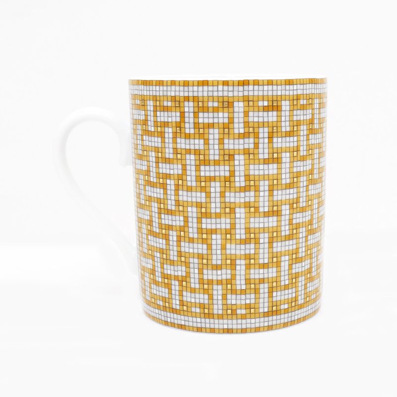 Hermes Mug Mosaic 24 Gold Color White Pottery Tableware Accessories