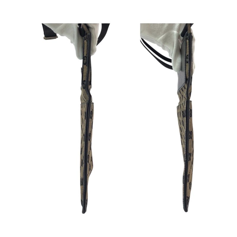 Gucci Beige Gray Silver Hardware GG Canvas/leather 019 0348 Shoulder Bag