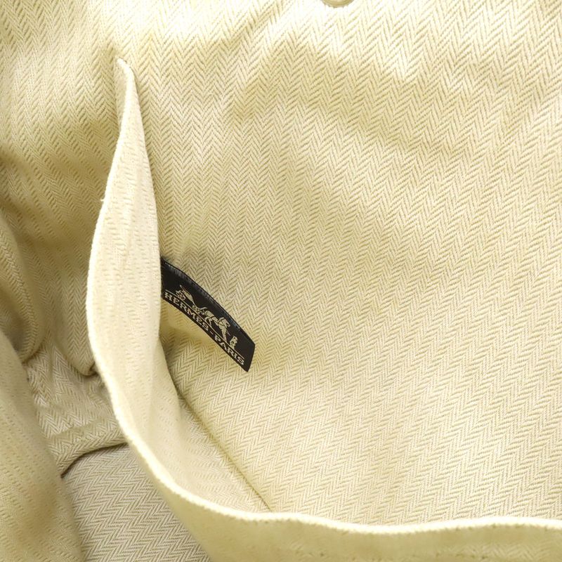 Hermes Hippo Chennai MM Tote Bag Shoulder Bag Braided Leather Beige Silver