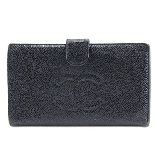 Chanel Caviar Leather Black Long Wallet