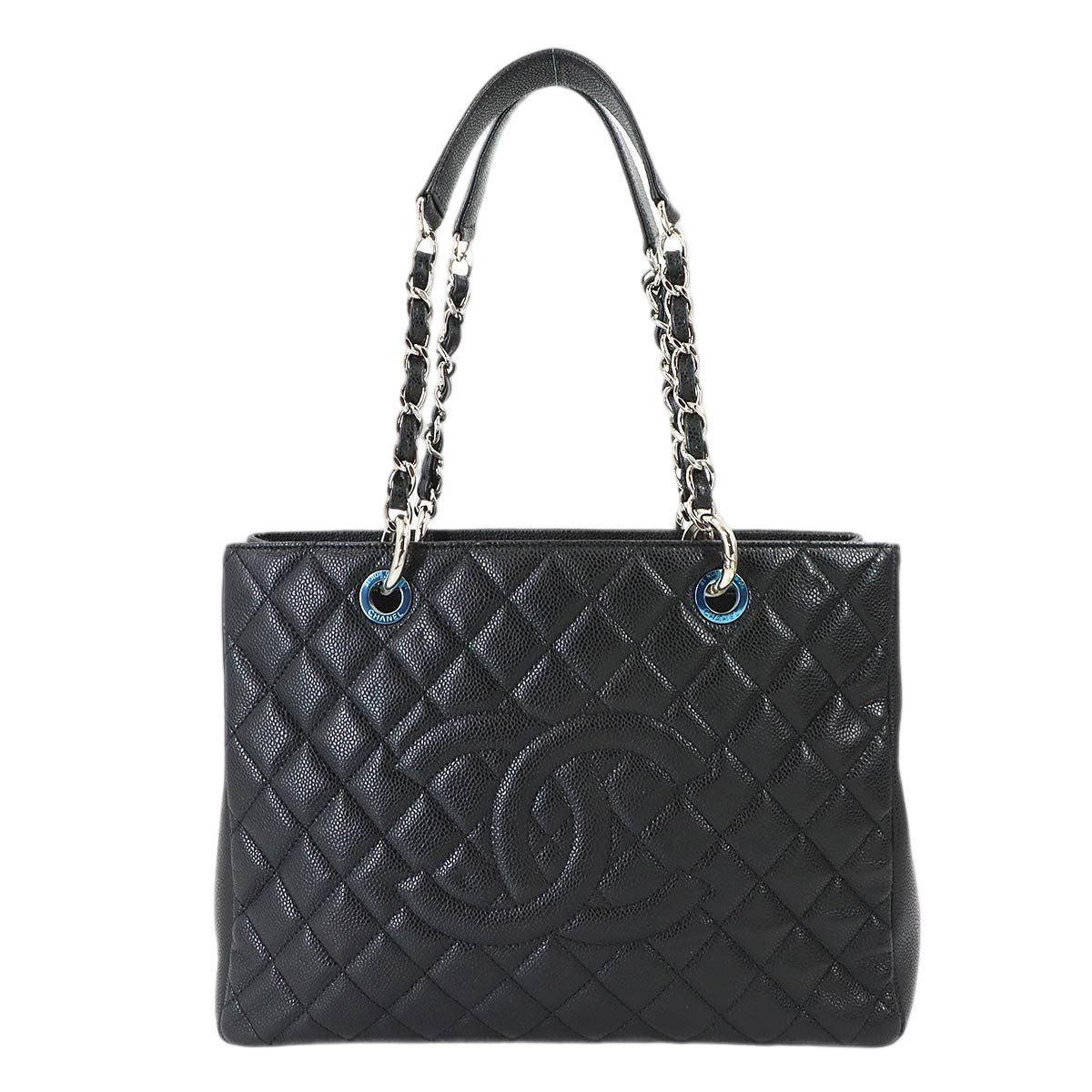 Chanel Quilted Grand Shopping Chain Tote GST Caviar Leather Black