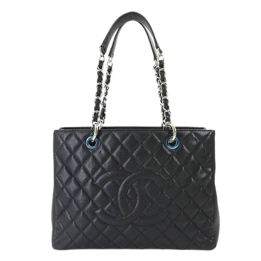 Chanel Quilted Grand Shopping Chain Tote GST Caviar Leather Black