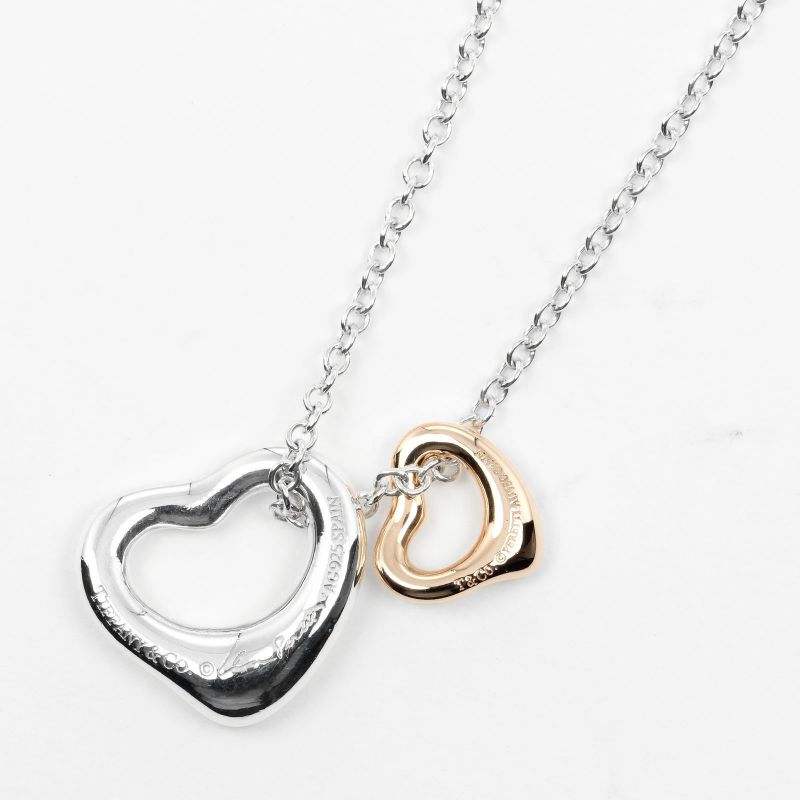 Tiffany & Co Double Open Heart Extra Mini 11mm (0.43in) & 7mm (0.28in) Silver