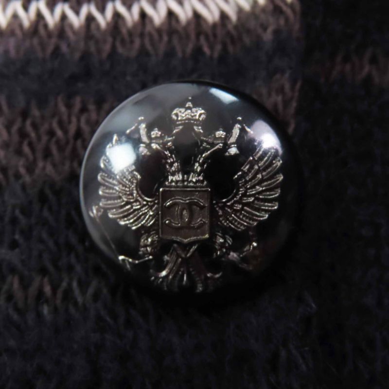 CHANEL 09A P36148 Wool Mohair Knitted Cardigan With Coco Mark Buttons Dark Navy