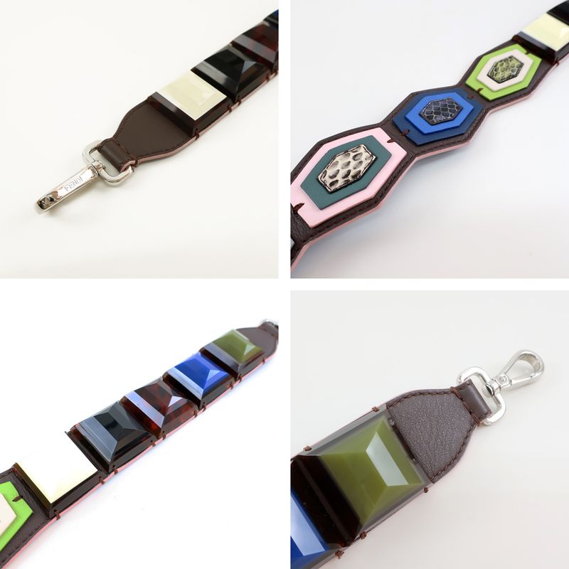 Fendi Strap Yu-croc Brown Blue-pink Multicolor-shoulder-strap