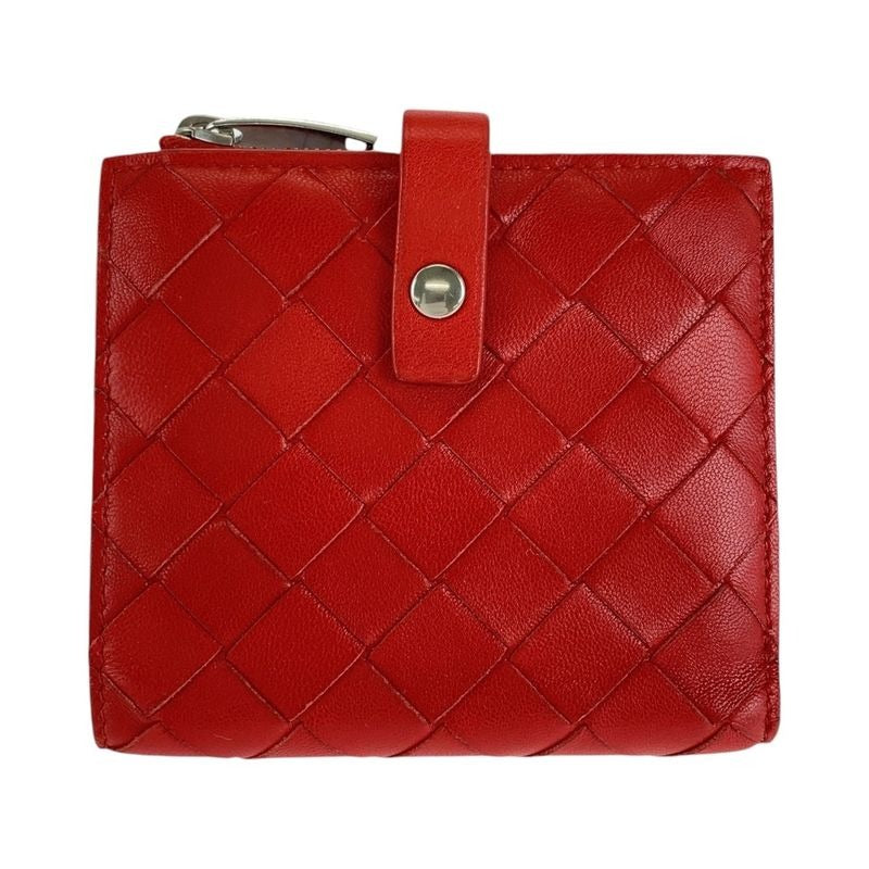 Bottega Veneta Maxi Intrecciato Red Silver Hardware Folding