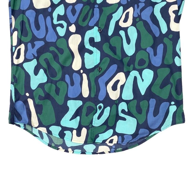 Louis Vuitton Long Sleeve Shirt Graphic Logo All Over Rm231q Tb0 Hos54w XS Size