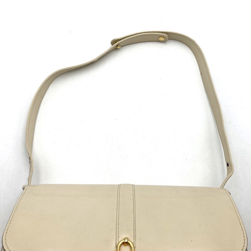 Gucci Shoulder Bag Leather White Vintage Old Gucci Women's