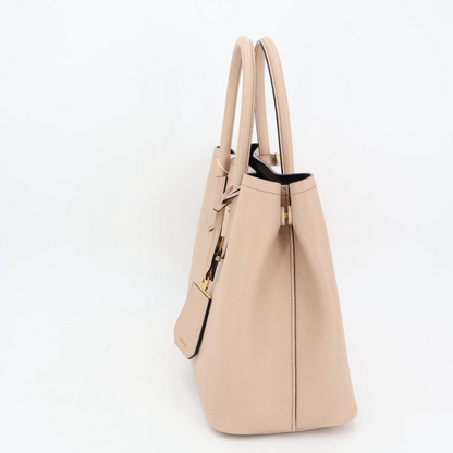 Prada Double Bag Saffiano Leather Triangle Logo Cameo Shopping Bag