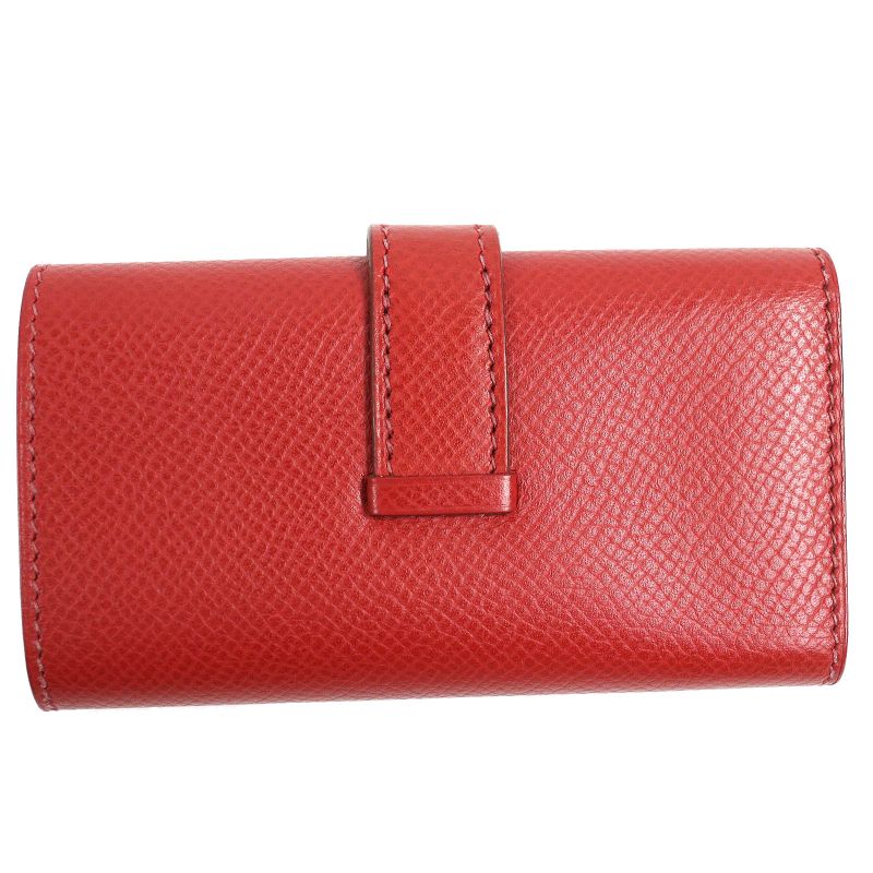 Hermes Bearn H Logo Silver Hardware Vaux Epson 4-ribbon Key Case Red L