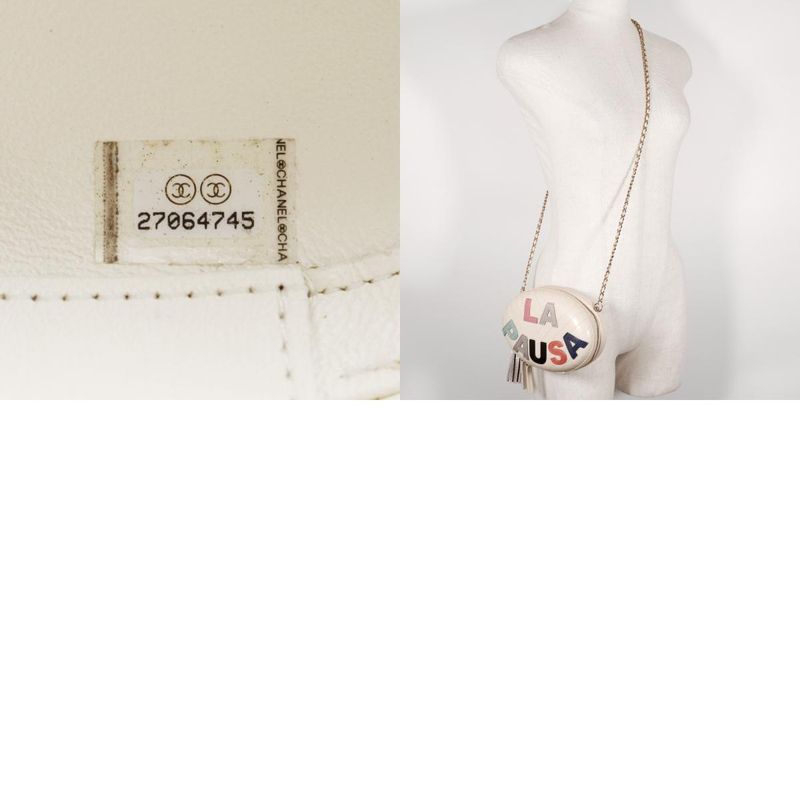 Chanel Chain Shoulder La Pausa Calf White Women's Shoulder Bag