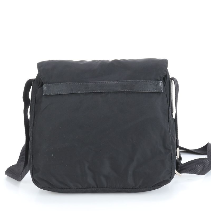 Prada Tessuto Nylon Triangle Logo Leather Shoulder Bag Crossbody Messenger