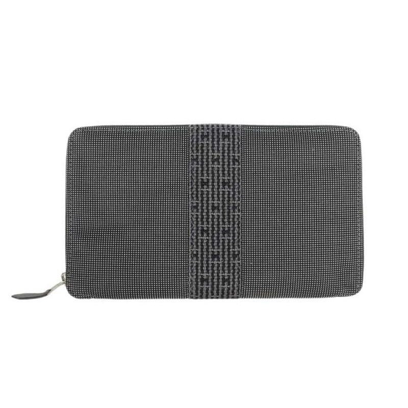 Hermes Wallet Her Line Pass GM Gray Canvas Silver