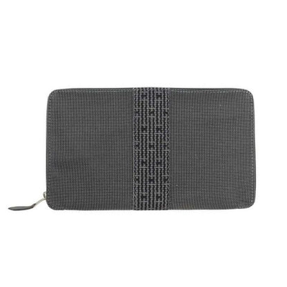 Hermes Wallet Her Line Pass GM Gray Canvas Silver