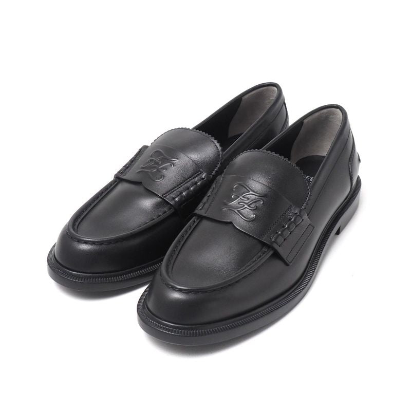 Fendi Loafers Size 40 Double F Zucca Logo Leather Shoes 20251027