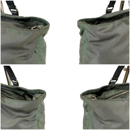 Prada 2-Way Tote Bag Tesuto Nylon Gray Khaki Triangle Logo — view 5