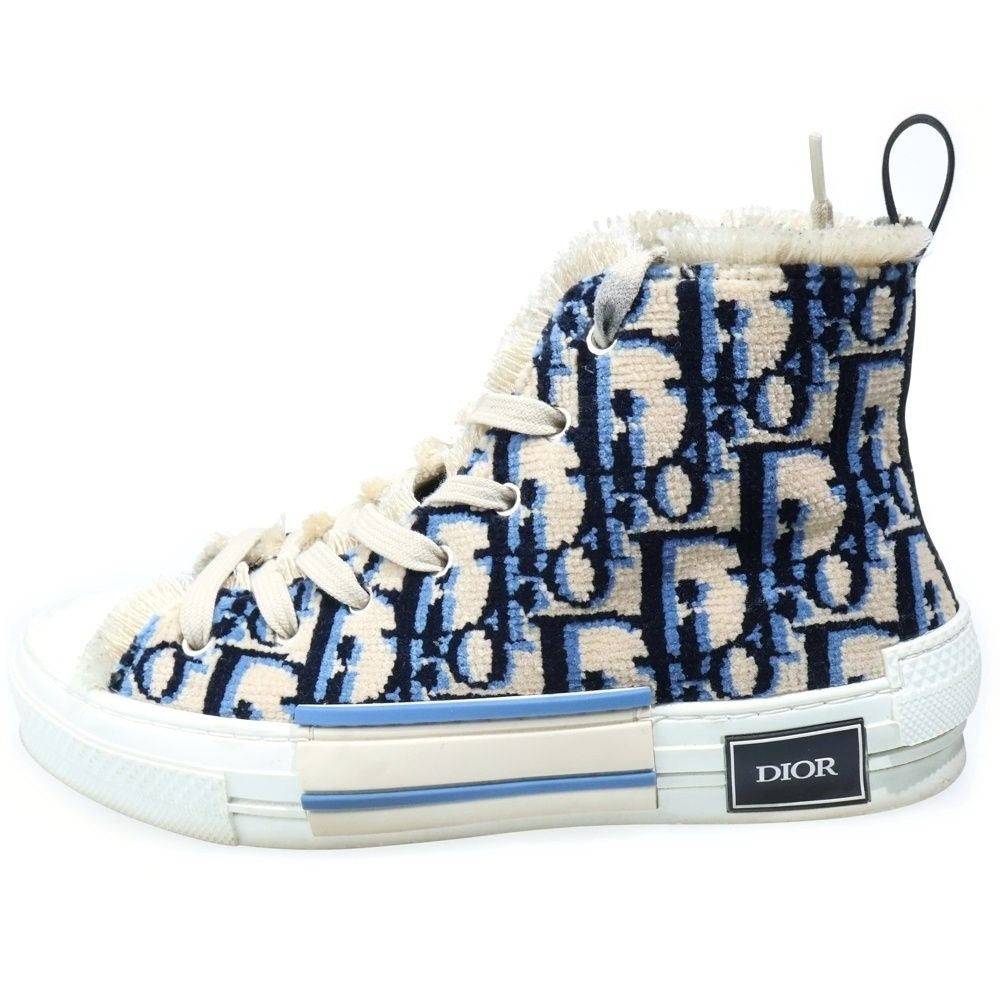Dior High Top Tapestry Oak Bree Allover Pattern Cut Sneakers Beige