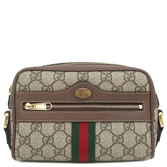 Gucci Shoulder Bag Ophidia GG Supreme Mini Canvas Leather Brown Ebony Gold