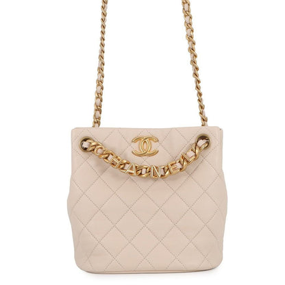 Chanel Chain Shoulder Bag Small Quilted CC Logo Lambskin 2-Way