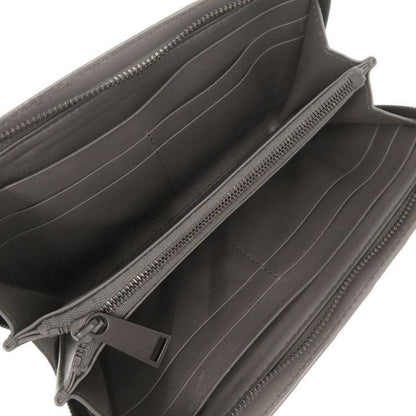 Bottega Veneta Intrecciato Leather Gray Round Zipper Long Wallet 0510 Bottega