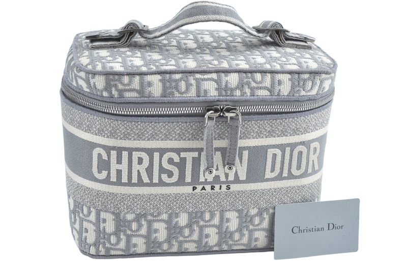 Christian DIOR Trotter Cosmetic Bag Pouch Canvas Gray 2183n