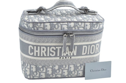 Christian DIOR Trotter Cosmetic Bag Pouch Canvas Gray 2183n