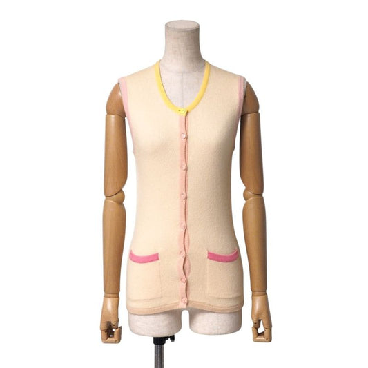 Chanel Vintage Knit Size 38 98C 90S All Cashmere Sleeveless Cardigan