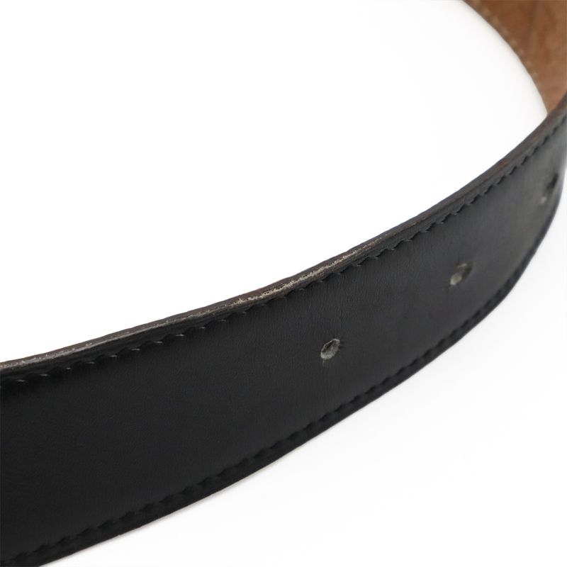 Hermes H Plate Belt Reversible Box Calf BOX Calf Togo Leather Black Brown